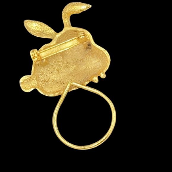 Vintage Bunny Rabbit Eye Glass Holder Brooch - Picture 3 of 3